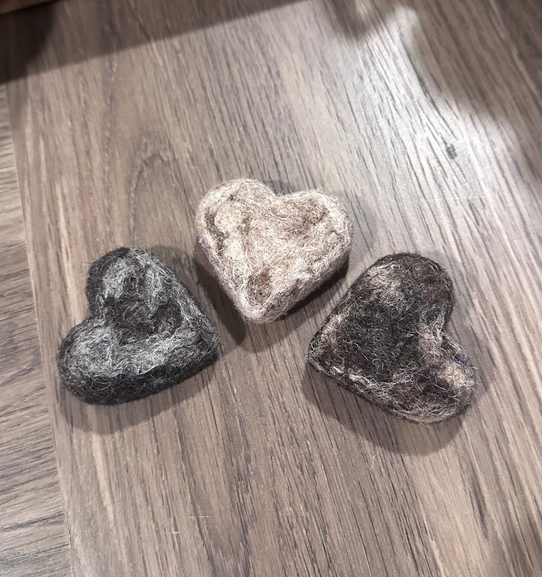 Felted Alpacas and Hearts