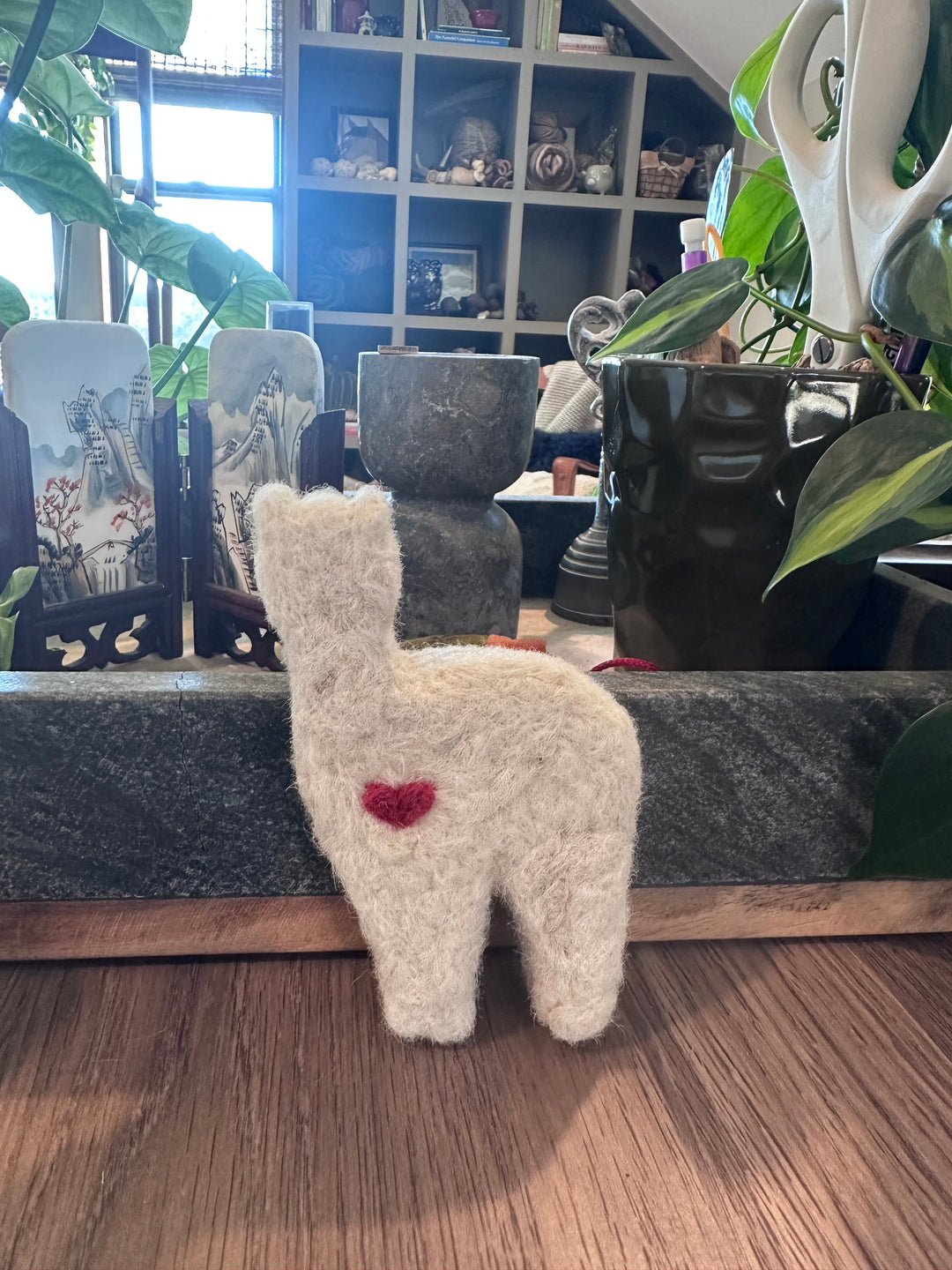 Felted Alpacas and Hearts