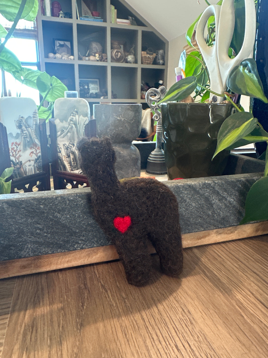 Felted Alpacas and Hearts