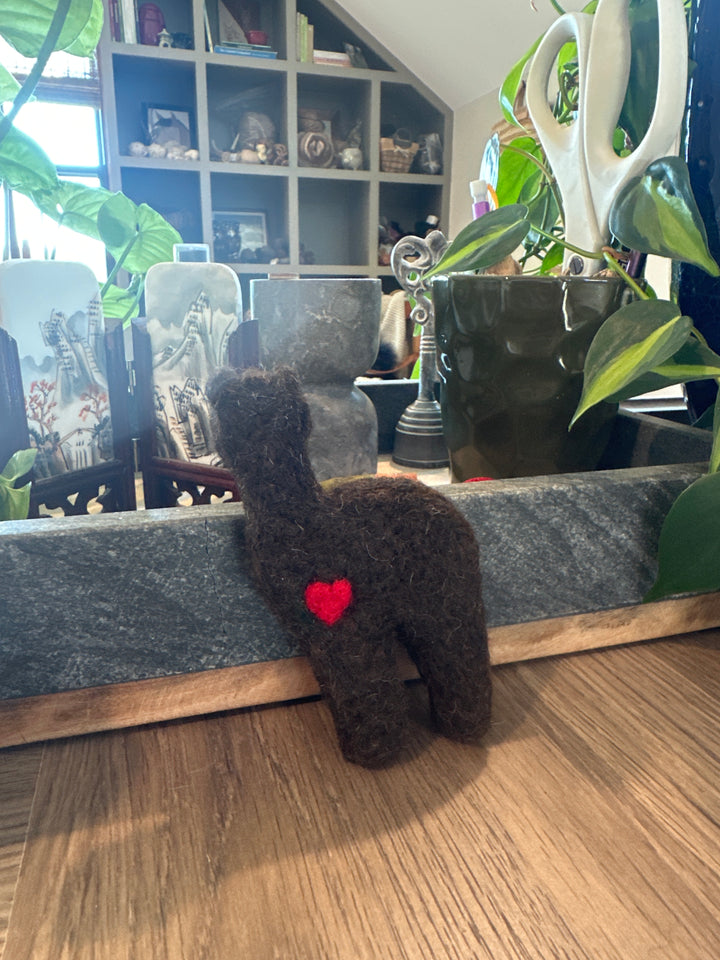 Felted Alpacas and Hearts