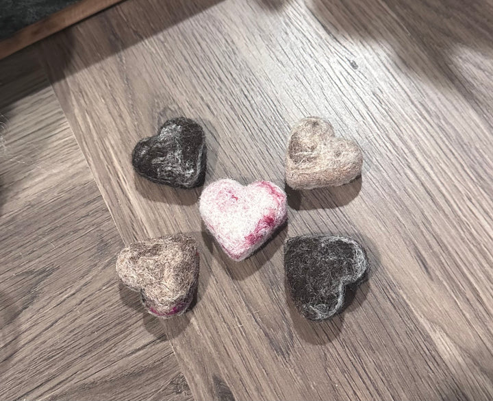 Felted Alpacas and Hearts