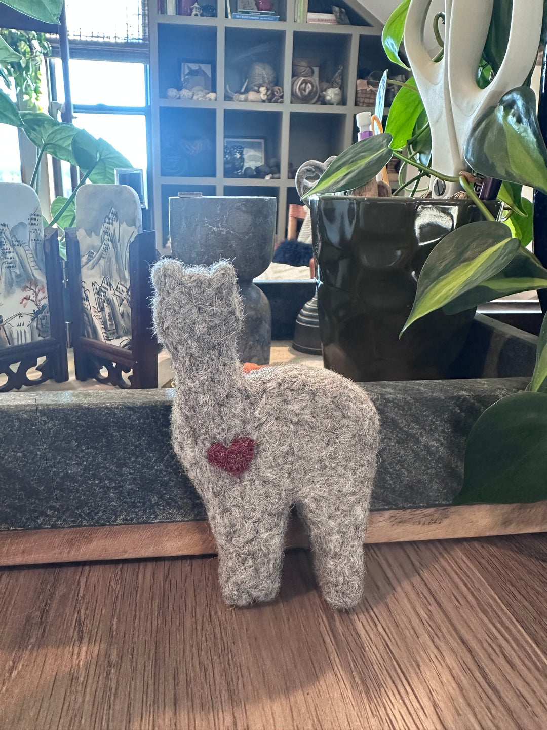 Felted Alpacas and Hearts