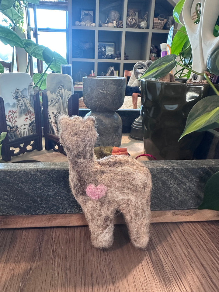 Felted Alpacas and Hearts